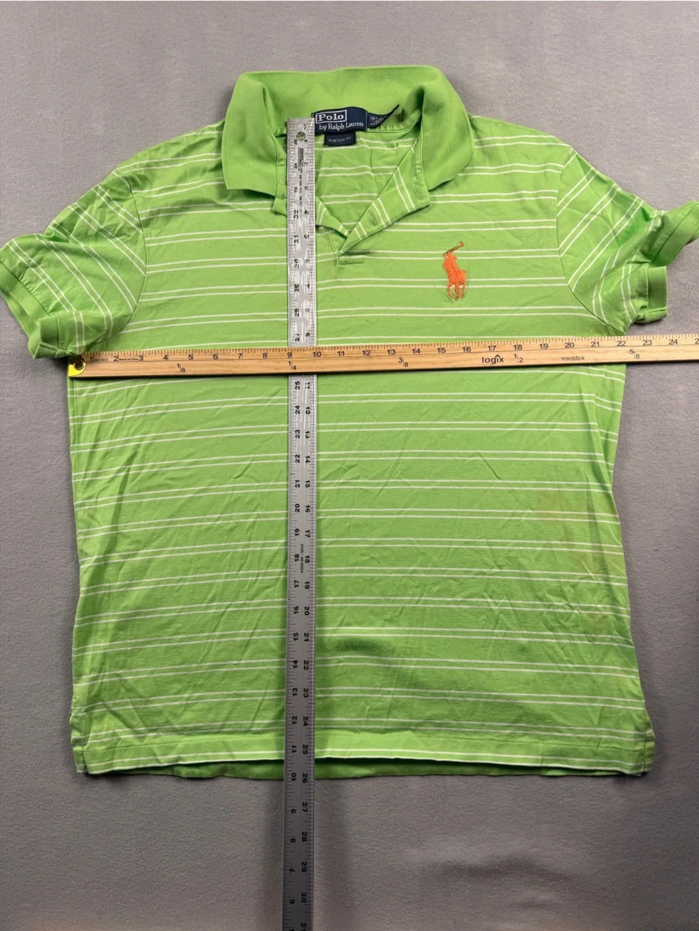 Polo Golf Ralph Lauren Big Pony Polo Shirt Men Large Green White Custom Fit